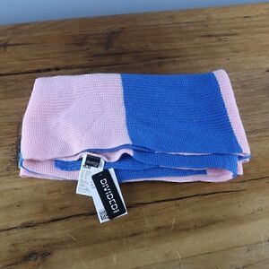 DIVIDED BY H&M PINK & BLUE COLORBLOCK KNIT SCARF 80" X 16"